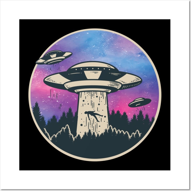 Aliens UFO Design, Galaxy Space T-Shirt, Astronomy Lovers Wall Art by Utopia Shop